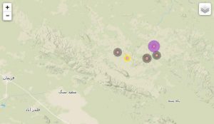 موقعیت مرکز زلزله مشهد بروی نقشه ایران