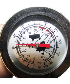 نمایی نزدیک از صفحه نمایش دماسنج غذا ، دماسنج آشپزخانه ، دماسنج خاک آنالوگ 0 تا 120 درجه