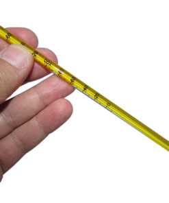 نمای مخزن و بخش پایین دماسنج شیشه ای جیوه ای ZEAL فرانسه از ۱۰- تا ۳۶۰+ درجه