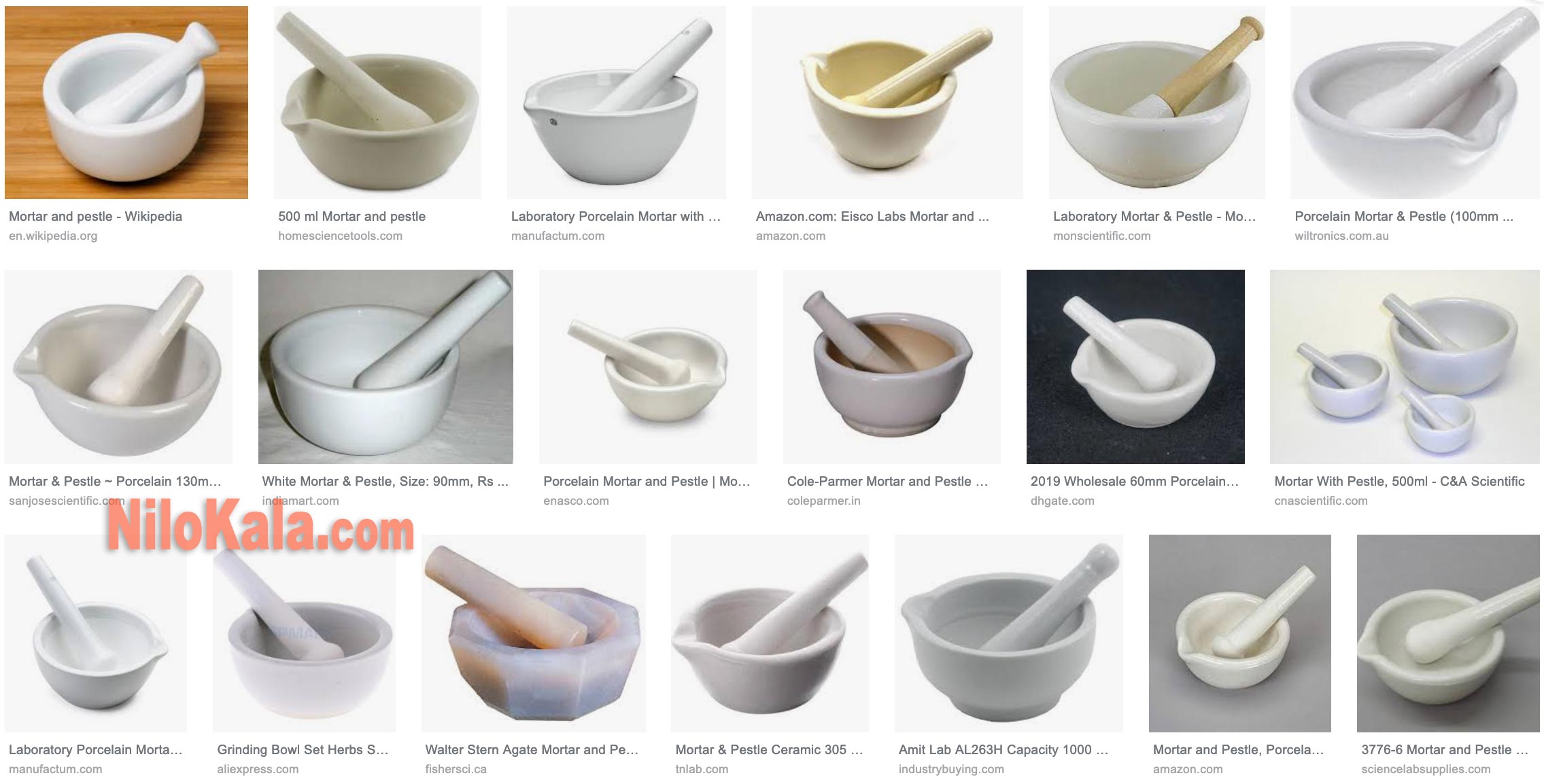 نمونه هایی از هاون آزمایشگاهی در سایر وبسایت های دنیا